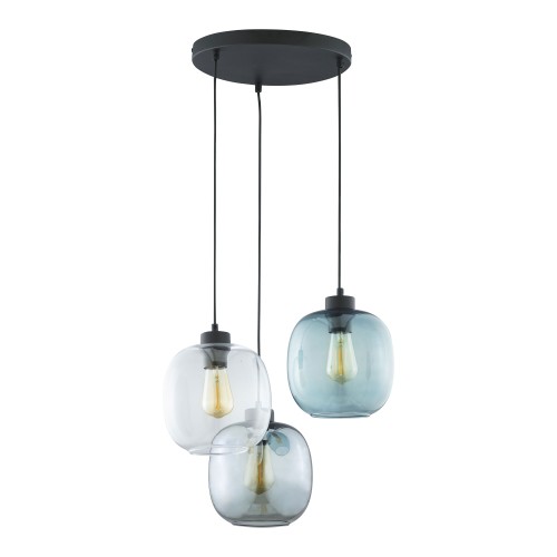 ELIO Lampa wisząca 3 PŁ Koło 3184 TK Lighting Czarny Niebieski, Transparentny, Grafitowy