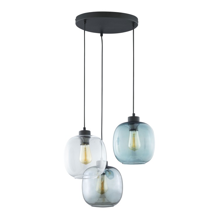 ELIO Lampa wisząca 3 PŁ Koło 3184 TK Lighting Czarny Niebieski, Transparentny, Grafitowy