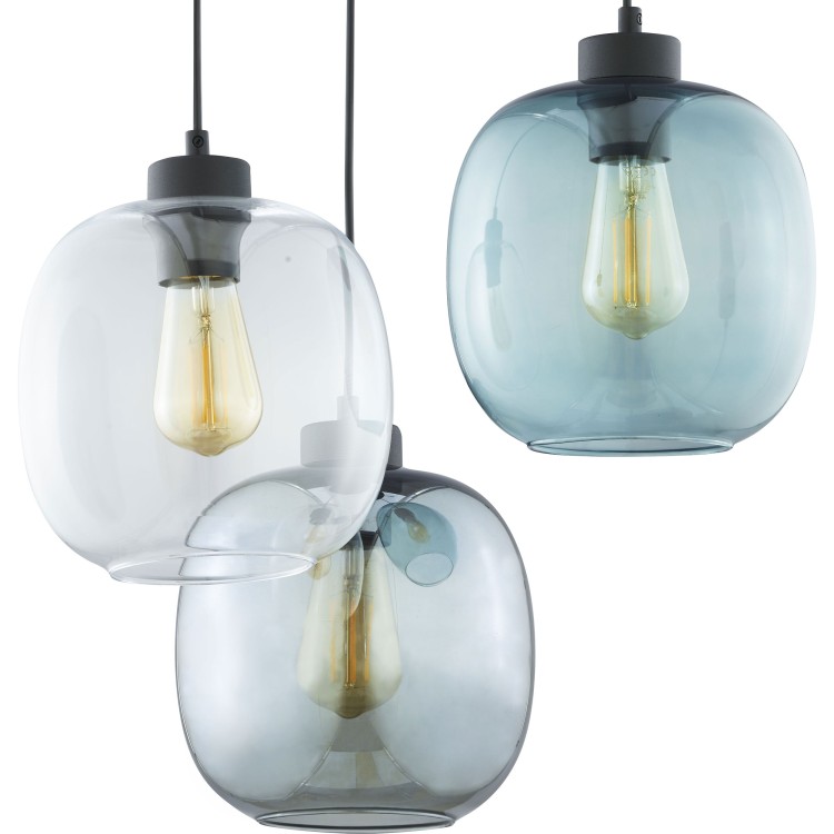 ELIO Lampa wisząca 3 PŁ Koło 3184 TK Lighting Czarny Niebieski, Transparentny, Grafitowy