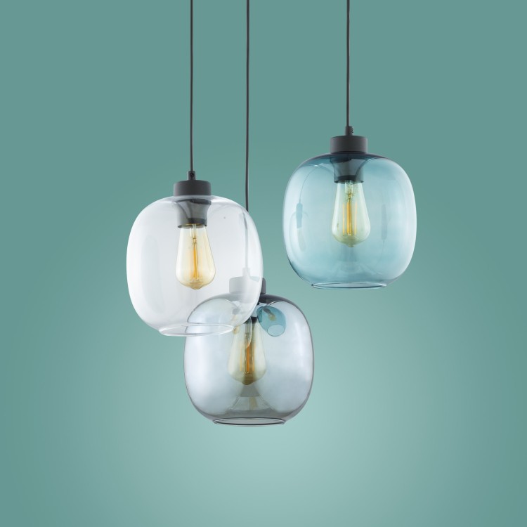 ELIO Lampa wisząca 3 PŁ Koło 3184 TK Lighting Czarny Niebieski, Transparentny, Grafitowy