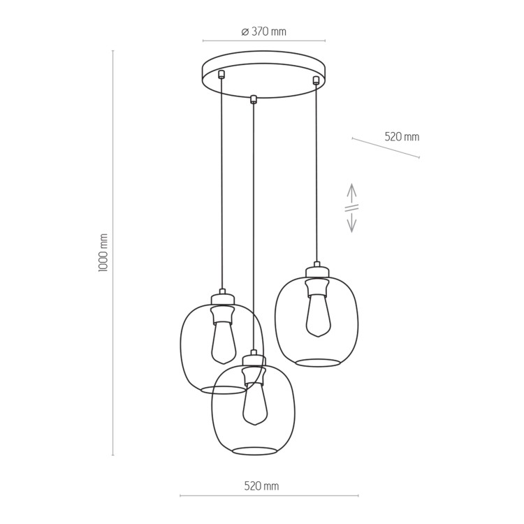 ELIO Lampa wisząca 3 PŁ Koło 3184 TK Lighting Czarny Niebieski, Transparentny, Grafitowy