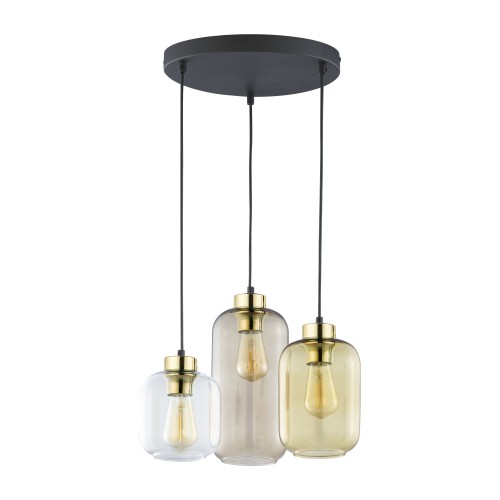 MARCO BROWN Lampa wisząca 3 PŁ Koło 3175 TK Lighting Złoty, Czarny Transparentny, Bursztynowy, Brązowy