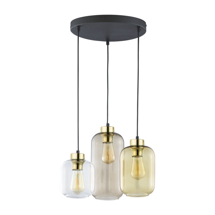 MARCO BROWN Lampa wisząca 3 PŁ Koło 3175 TK Lighting Złoty, Czarny Transparentny, Bursztynowy, Brązowy