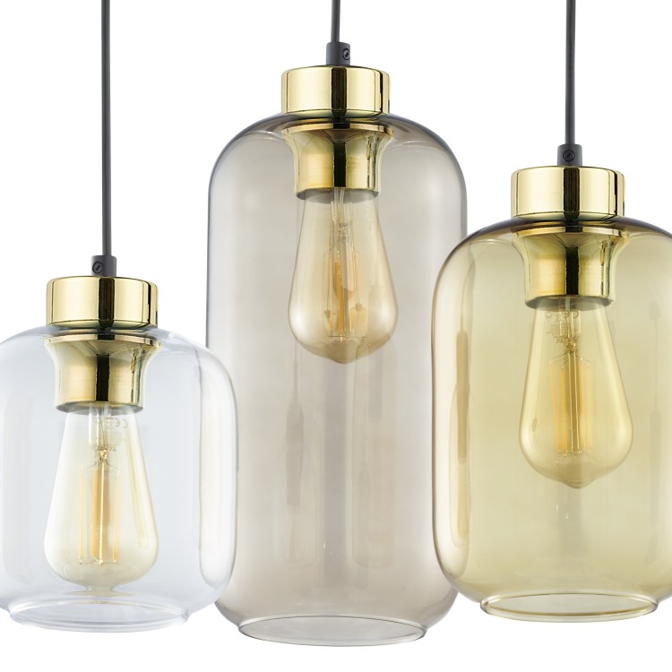 MARCO BROWN Lampa wisząca 3 PŁ Koło 3175 TK Lighting Złoty, Czarny Transparentny, Bursztynowy, Brązowy