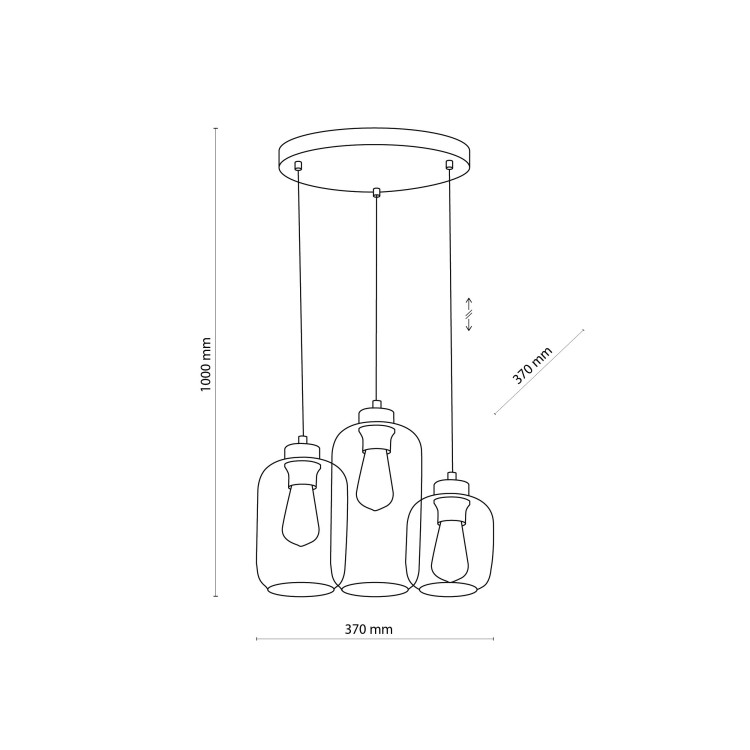 MARCO BROWN Lampa wisząca 3 PŁ Koło 3175 TK Lighting Złoty, Czarny Transparentny, Bursztynowy, Brązowy