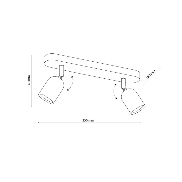 TOP BLACK Lampa sufitowa 2 4416 TK Lighting Czarny Czarny