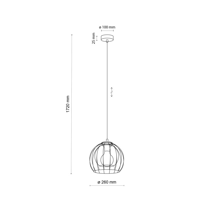 UNIVERSO BLACK 260 Lampa wisząca 1 3154 TK Lighting Czarny Grafitowy, Czarny