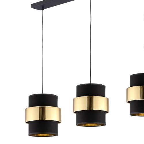 CALISTO Lampa wisząca 3 PŁ 4378 TK Lighting Czarny Złoty, Czarny
