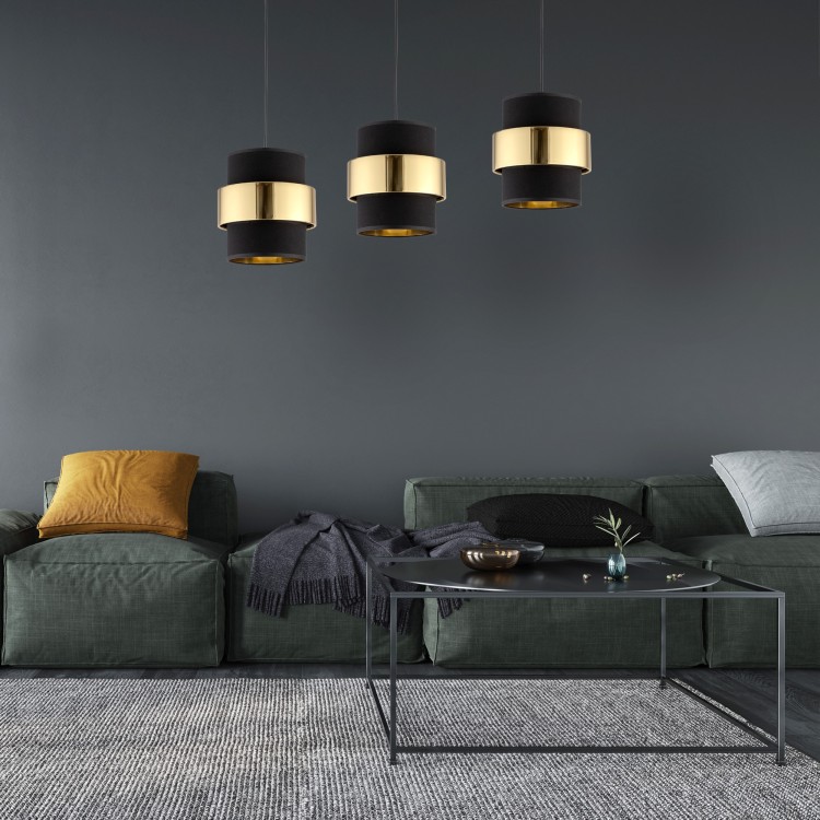 CALISTO Lampa wisząca 3 PŁ 4378 TK Lighting Czarny Złoty, Czarny
