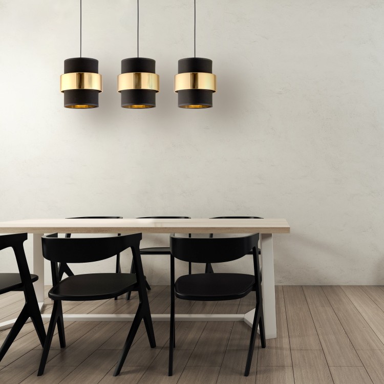 CALISTO Lampa wisząca 3 PŁ 4378 TK Lighting Czarny Złoty, Czarny