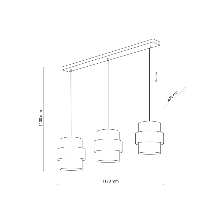 CALISTO Lampa wisząca 3 PŁ 4378 TK Lighting Czarny Złoty, Czarny