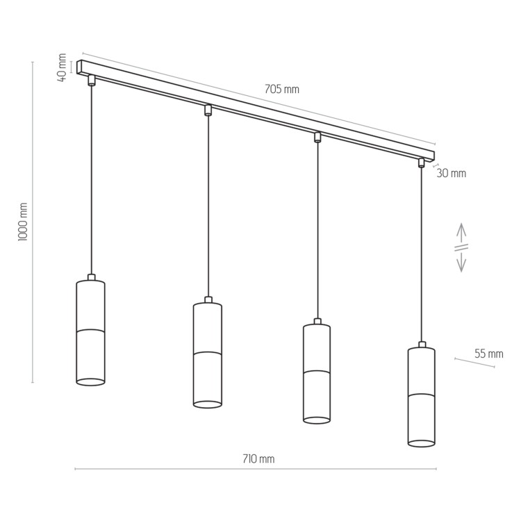 ELIT BLACK Lampa wisząca 4 PŁ 4367 TK Lighting Złoty, Czarny