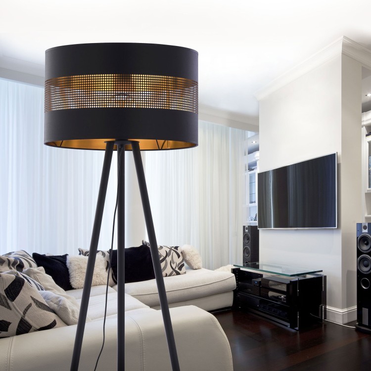 TAGO BLACK Lampa podłogowa 1 5053 TK Lighting Czarny Złoty, Czarny