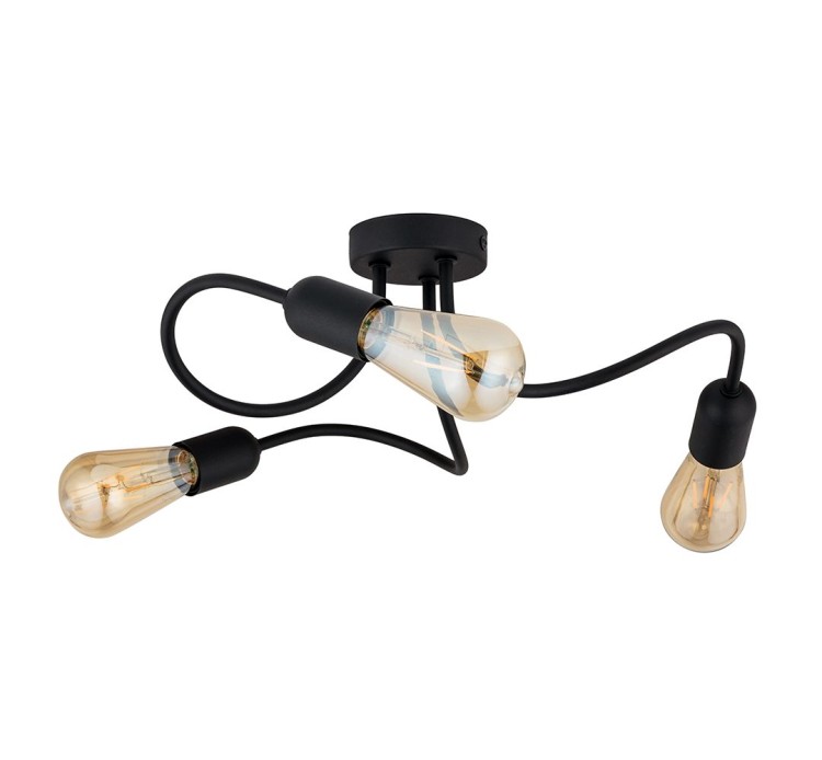 WAVE BLACK Lampa sufitowa 3 E27 4407 TK Lighting Czarny