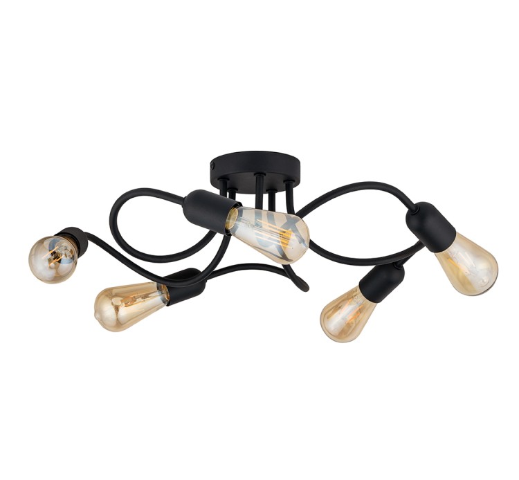 WAVE BLACK Lampa sufitowa 5 E27 4408 TK Lighting Czarny