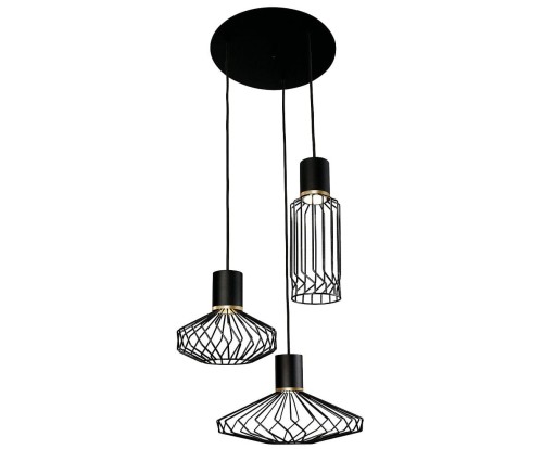 Lampa sufitowa wisząca Industrialna Loft PICO III BLACK/BRASS 8863 NOWODVORSKI Lighting 3xGU10 oświetleniowa żyrandol nowoczesny metal do Kuchni Jadalni nad stół blat wyspę czarny złoty czarna zwis Inspiracje Premium - Outlet