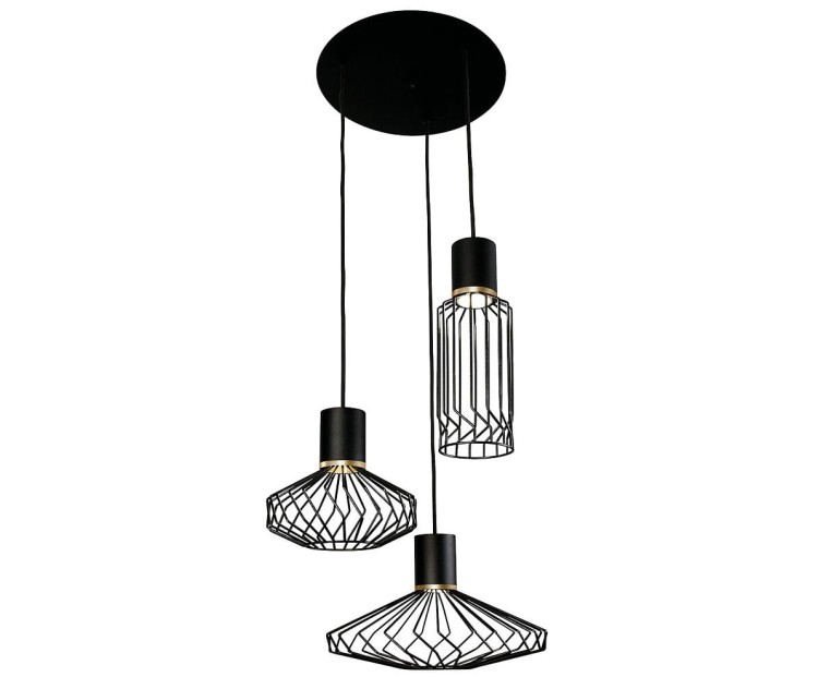 Lampa sufitowa wisząca Industrialna Loft PICO III BLACK/BRASS 8863 NOWODVORSKI Lighting 3xGU10 oświetleniowa żyrandol nowoczesny metal do Kuchni Jadalni nad stół blat wyspę czarny złoty czarna zwis Inspiracje Premium - Outlet