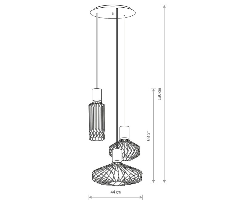 Lampa sufitowa wisząca Industrialna Loft PICO III BLACK/BRASS 8863 NOWODVORSKI Lighting 3xGU10 oświetleniowa żyrandol nowoczesny metal do Kuchni Jadalni nad stół blat wyspę czarny złoty czarna zwis Inspiracje Premium - Outlet