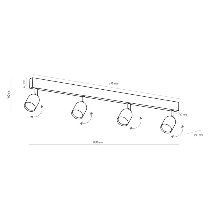 TOP BLACK Lampa sufitowa 4 PŁ 1009 TK Lighting Czarny