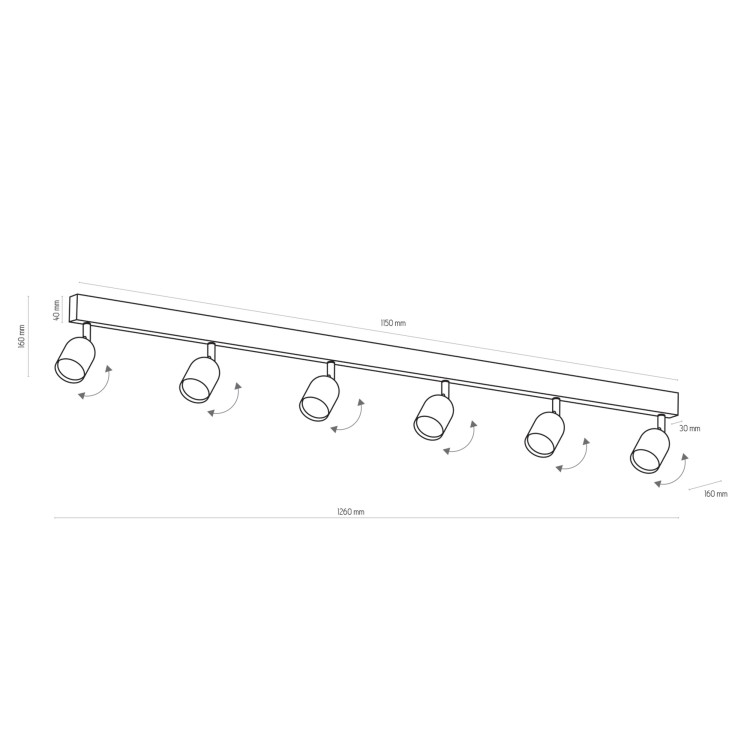 TOP BLACK Lampa sufitowa 6 1019 TK Lighting Czarny Czarny