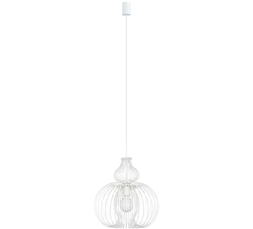 Lampa sufitowa wisząca Industrialna Loft MEKNES WHITE 5297 NOWODVORSKI Lighting E27 oświetleniowa druciana żyrandol nowoczesny metal do Kuchni Jadalni nad stół blat wyspę biały biała zwis Inspiracje Premium