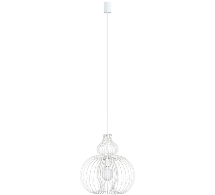 Lampa sufitowa wisząca Industrialna Loft MEKNES WHITE 5297 NOWODVORSKI Lighting E27 oświetleniowa druciana żyrandol nowoczesny metal do Kuchni Jadalni nad stół blat wyspę biały biała zwis Inspiracje Premium