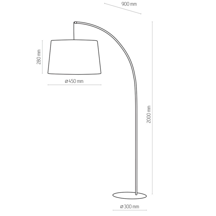 HANG BLACK Lampa podłogowa 1 5077 TK Lighting Czarny Czarny