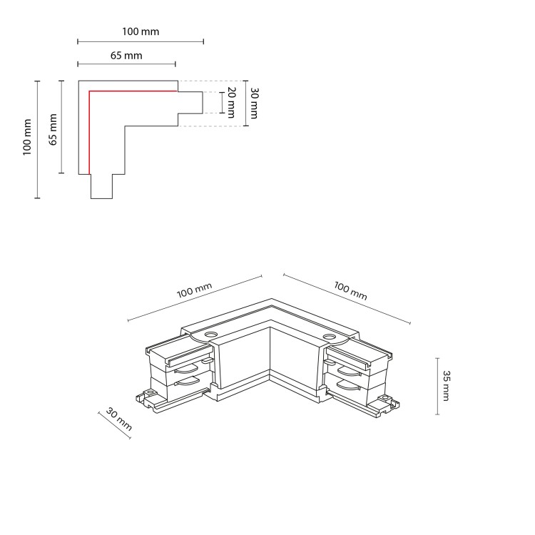 TRACER Trójobwodowy WHITE Łącznik kątowy LEFT 3606 TK Lighting Biały