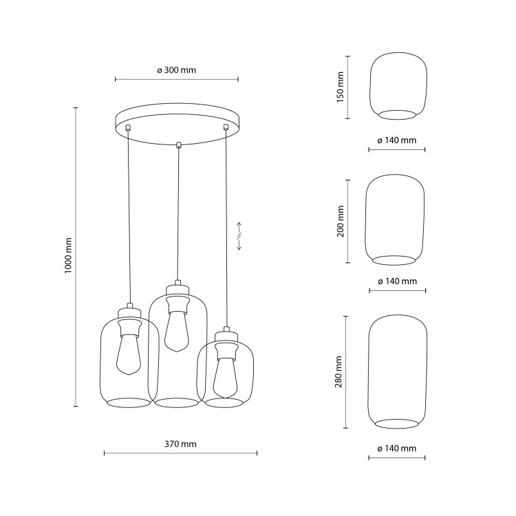 MARCO GREEN Lampa wisząca 3  Koło 3325 TK Lighting Złoty, Czarny Transparentny, Zielony, Brązowy