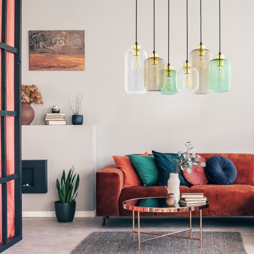 MARCO GREEN Lampa wisząca 6 3328 TK Lighting Złoty, Czarny Transparentny, Zielony, Brązowy