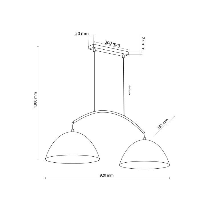 FARO BLACK Lampa wisząca 2 6008 TK Lighting Czarny Czarny
