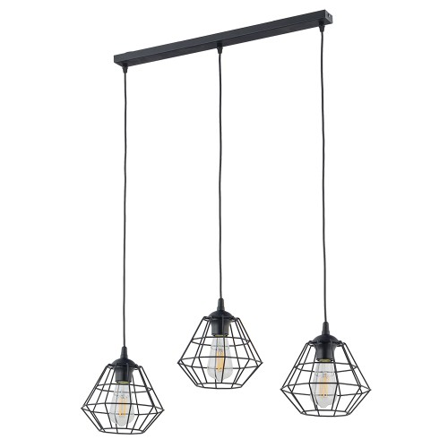 DIAMOND NEW BLACK Lampa wisząca 3 Listwa 6203 TK Lighting Czarny Czarny