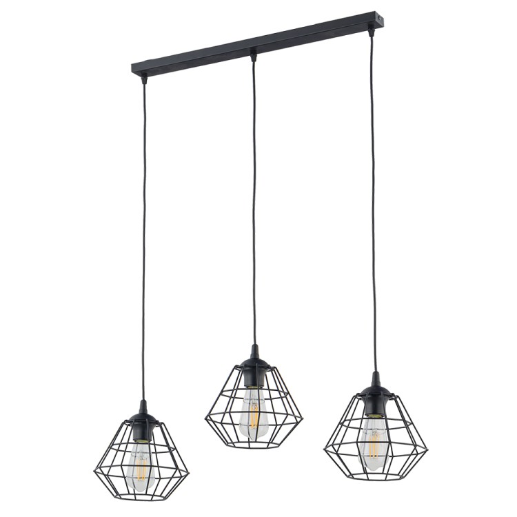 DIAMOND NEW BLACK Lampa wisząca 3 Listwa 6203 TK Lighting Czarny Czarny