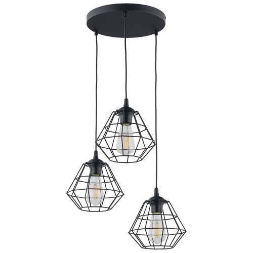 DIAMOND NEW BLACK Lampa wisząca 3 6204 TK Lighting Czarny Czarny