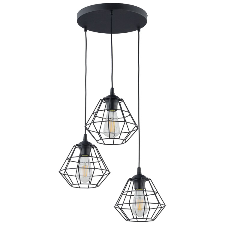 DIAMOND NEW BLACK Lampa wisząca 3 6204 TK Lighting Czarny Czarny