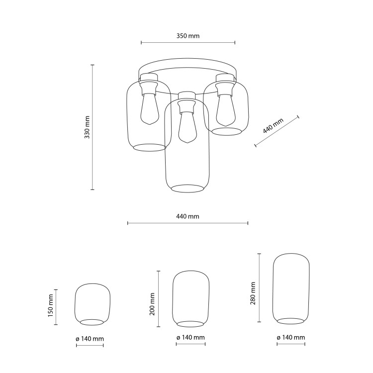 MARCO GREEN Lampa sufitowa 3 3318 TK Lighting Złoty, Czarny Transparentny, Zielony, Brązowy