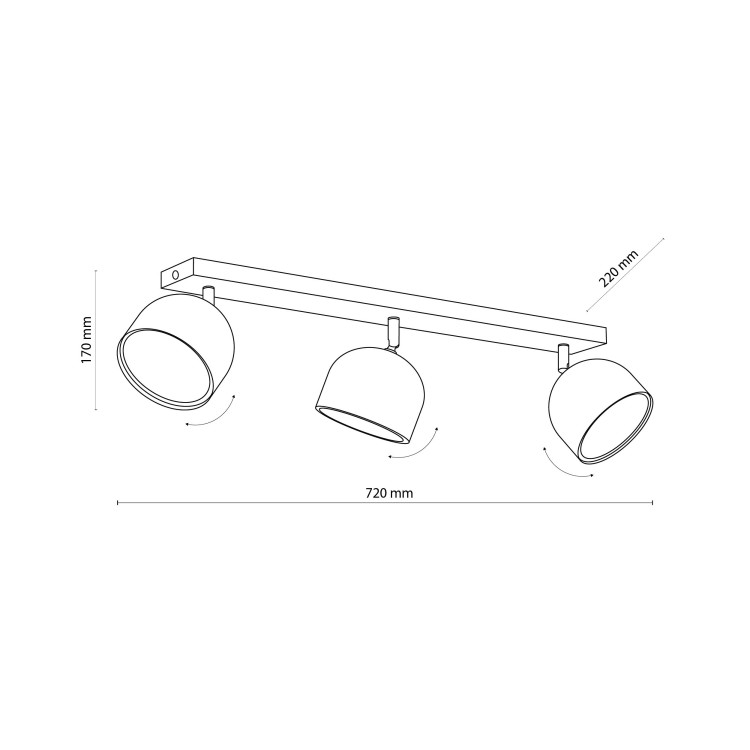 ALTEA BLACK Lampa sufitowa 3 + Żarówki 6520 TK Lighting Czarny Czarny