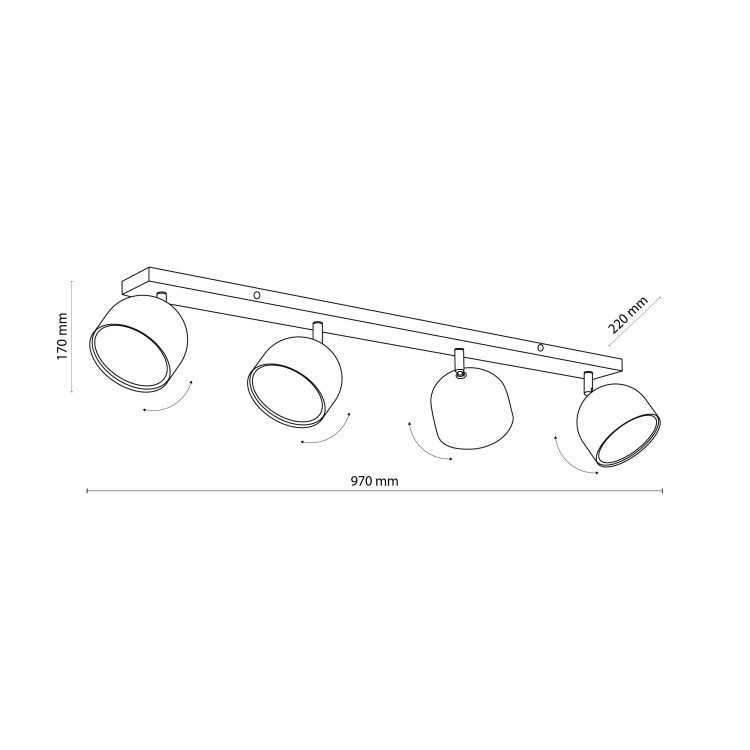 ALTEA BLACK Lampa sufitowa 4 + Żarówki 6521 TK Lighting Czarny Czarny