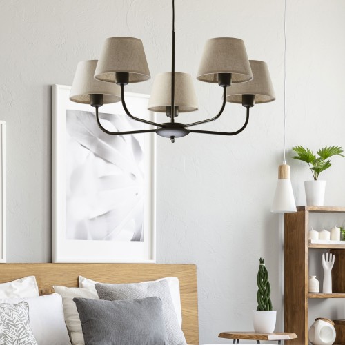 CHICAGO LINEN Lampa wisząca 5 3989 TK Lighting Czarny Len