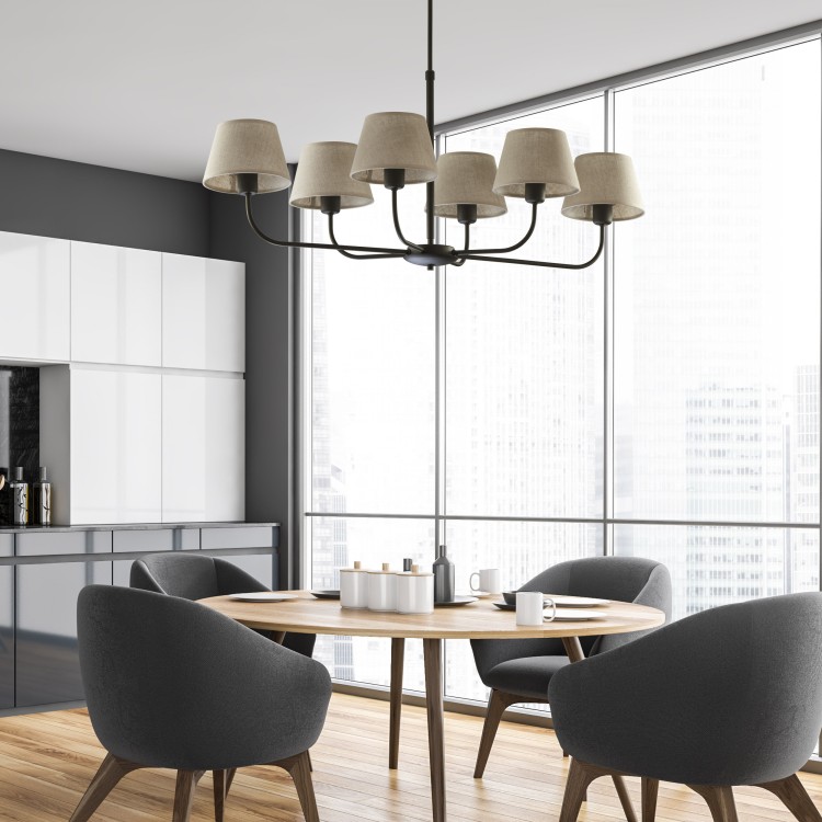 CHICAGO LINEN Lampa sufitowa 6 3999 TK Lighting Czarny Len