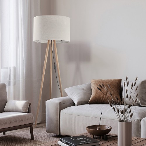 TOKYO NATURE Lampa podłogowa 1 SOSNA POSTARZANA 5284 TK Lighting Sosna, Czarny Len