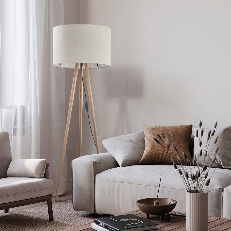 TOKYO NATURE Lampa podłogowa 1 SOSNA POSTARZANA 5284 TK Lighting Sosna, Czarny Len