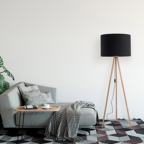 TOKYO BLACK Lampa podłogowa 1 SOSNA POSTARZANA 5286 TK Lighting Sosna, Czarny Czarny
