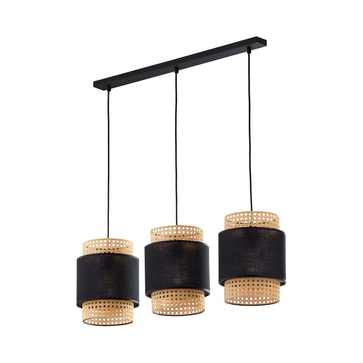 BOHO BLACK Lampa wisząca 3 Listwa 6541 TK Lighting Czarny Czarny