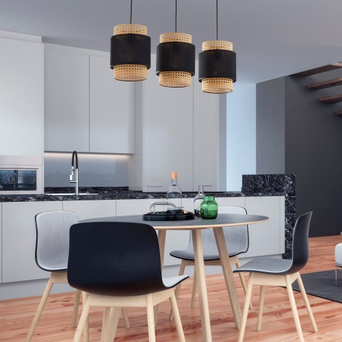 BOHO BLACK Lampa wisząca 3 Listwa 6541 TK Lighting Czarny Czarny