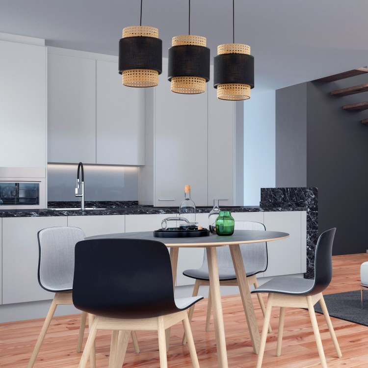 BOHO BLACK Lampa wisząca 3 Listwa 6541 TK Lighting Czarny Czarny