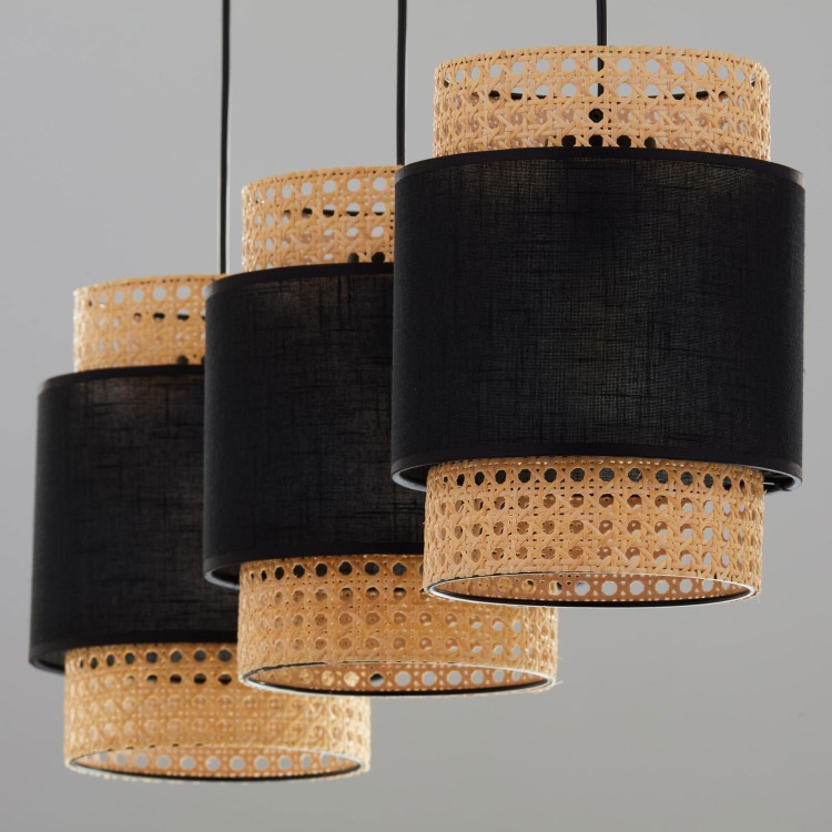 BOHO BLACK Lampa wisząca 3 Listwa 6541 TK Lighting Czarny Czarny