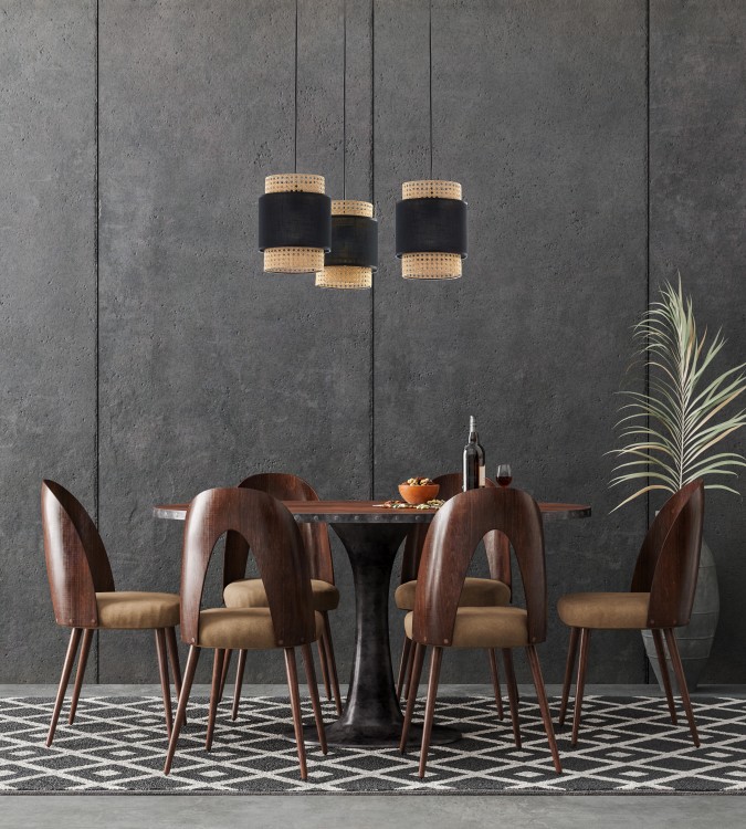BOHO BLACK Lampa wisząca 3 6549 TK Lighting Czarny Czarny