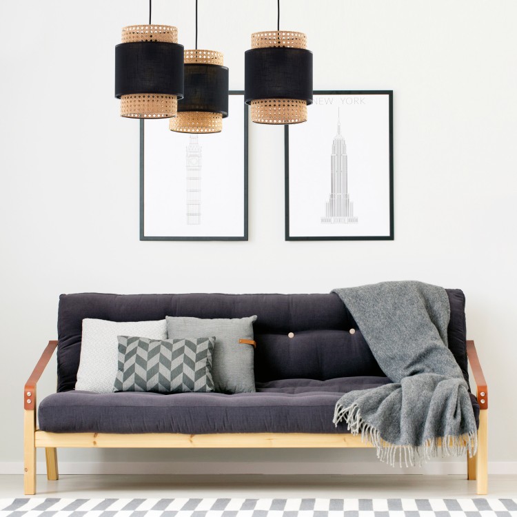 BOHO BLACK Lampa wisząca 3 6549 TK Lighting Czarny Czarny