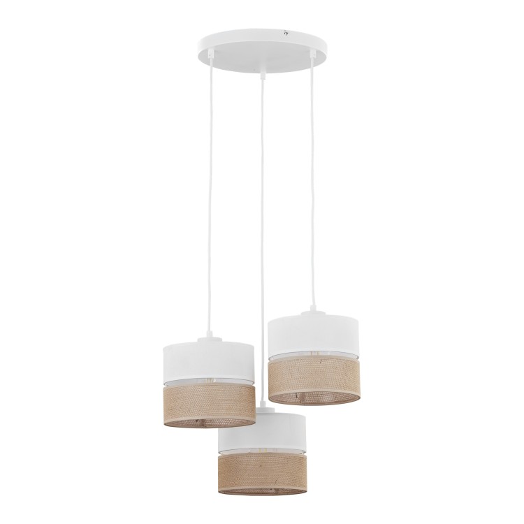 LINOBIANCO Lampa wisząca 3 6575 TK Lighting Biały Juta, Biały